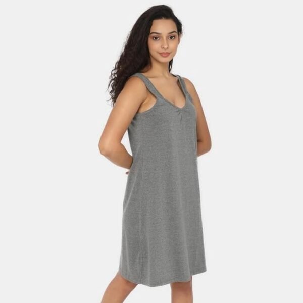 Grey Knee Length Women Night Slip