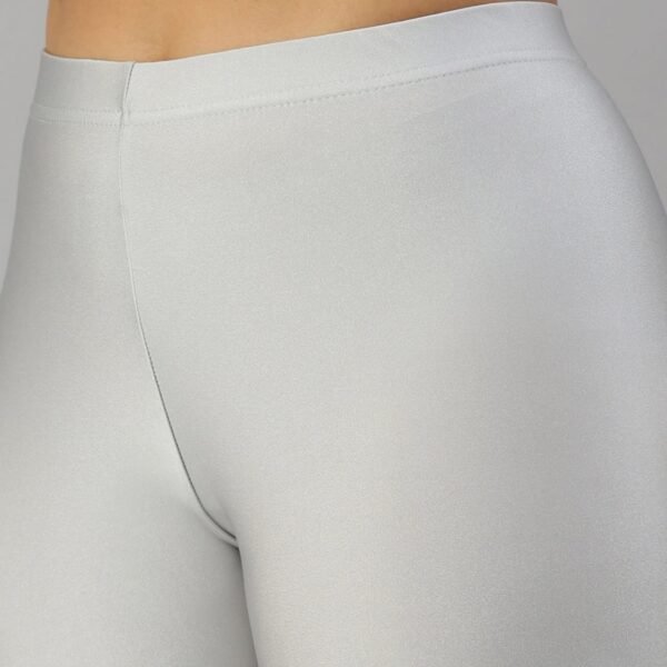Women Shimmer Ankle Length Silver Leggings - Image 4